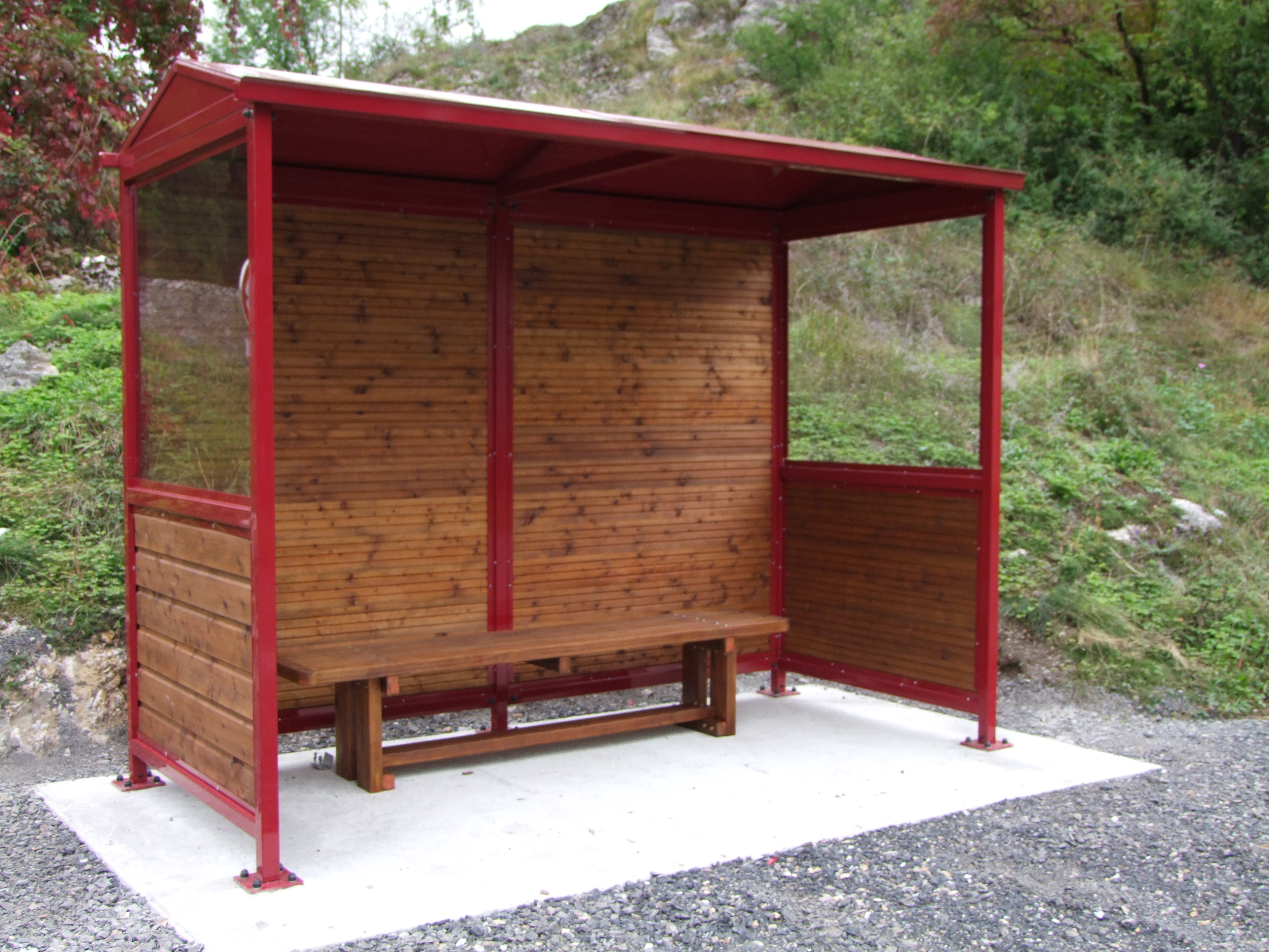 Abri bus acier/bois Genève avec option banquette